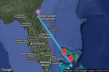 Маршрут на круиз 4 дни Кратък бахамски круиз - DAWN04CNNJAXJAX