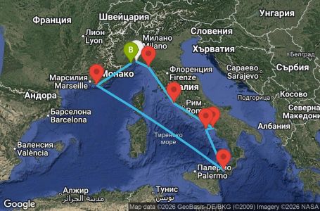 Маршрут на круиз 7 дни Италия, Франция - GOA07A3L