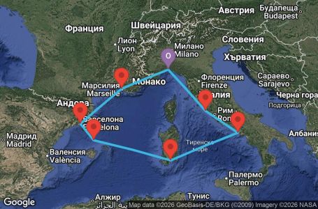 Маршрут на круиз 7 дни Италия, Франция, Испания - GOA07A3T