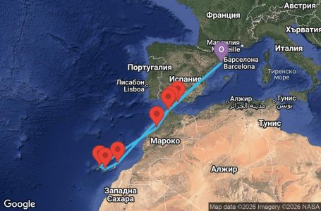 Маршрут на круиз 12 дни Испания, Мароко, Гибралтар - IN12M651