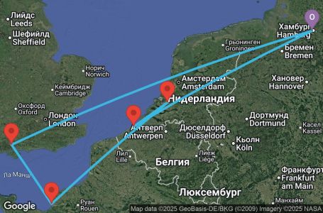 Маршрут на круиз 7 дни Германия, Белгия, Нидерландия, Франция, Великобритания - UYFQ