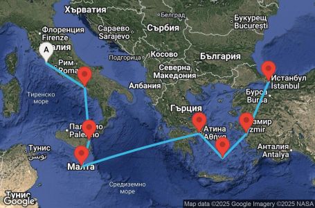 Маршрут на круиз 9 дни Гръцки острови и Италия - VIVE09CNNCIVIST