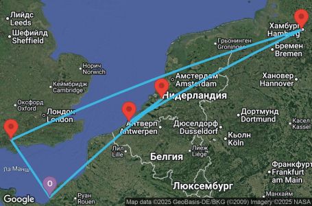 Маршрут на круиз 7 дни Франция, Великобритания, Германия, Белгия, Нидерландия - UYFT