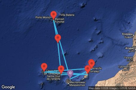 Маршрут на круиз Canary Islands, Madeira , Spain - LPA07A2K