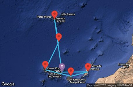 Маршрут на круиз Canary Islands, Madeira , Spain - TCI07A4M